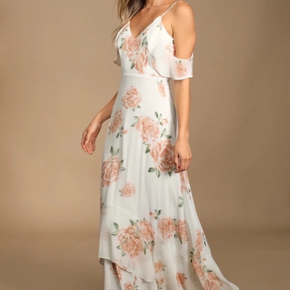Lulu's White Floral High Low Dress